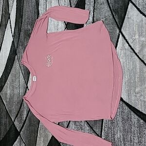 VS PINK 2016 Campus Shine Logo Scoop-Neck Long-sleeve Tee-Shirt